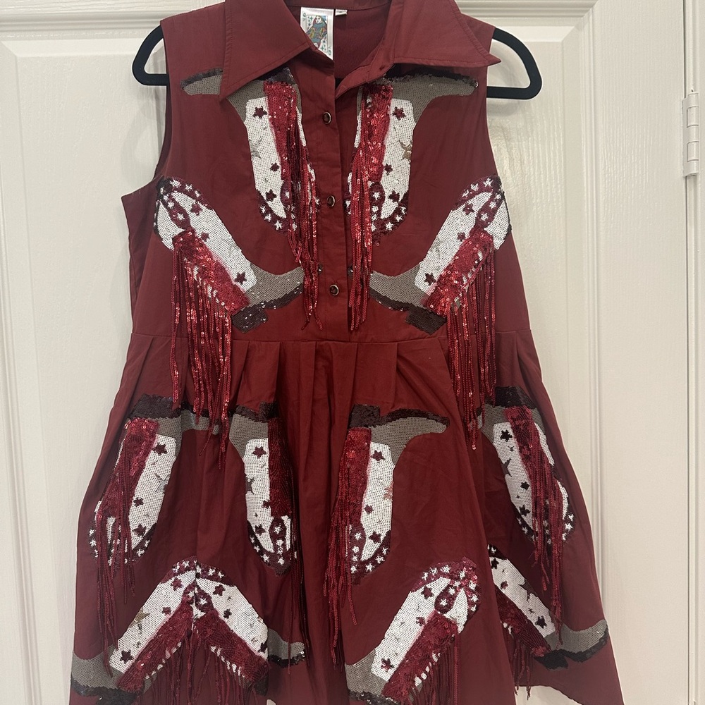 Queen of Sparkles Maroon boot dress size small
